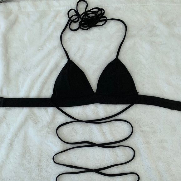 2 Piece Black Glitter String Dress - Picture 2 of 8